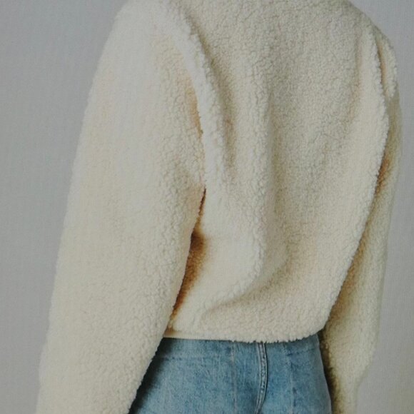 Lucky Brand Sherpa 1/2 Zip Pullover in White CapGray Size L - Picture 3 of 5